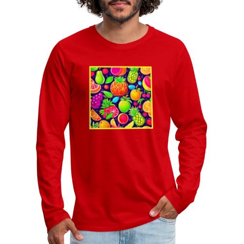 Neon Fruit Burst Pattern - Men's Premium Long Sleeve T-Shirt