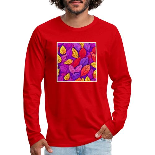 Colorful Cartoon Foliage: Purple & Yellow - Men's Premium Long Sleeve T-Shirt