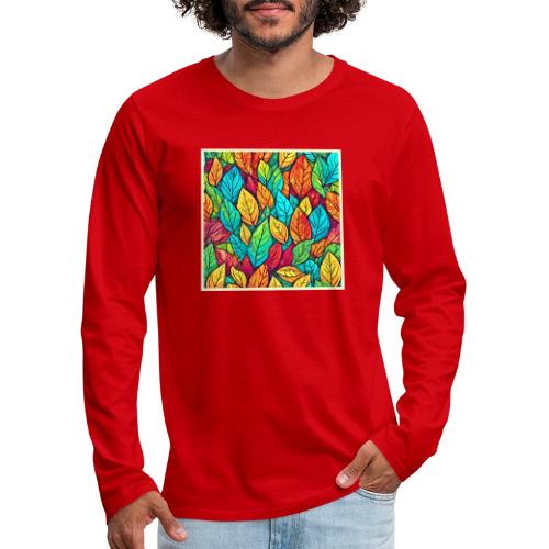 Vibrant Cartoon Leaves Art - Men's Premium Long Sleeve T-Shirt