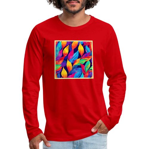 Vibrant Autumn Leaves Abstract Art - Men's Premium Long Sleeve T-Shirt