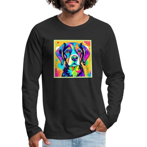 Rainbow Dog Portrait Design - Men's Premium Long Sleeve T-Shirt