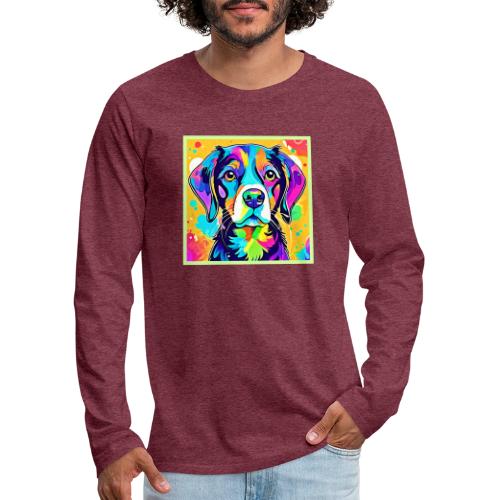Rainbow Dog Portrait Design - Men's Premium Long Sleeve T-Shirt