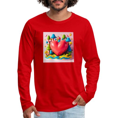 Big red heart, surrounded by landscape, nature - Men's Premium Long Sleeve T-Shirt