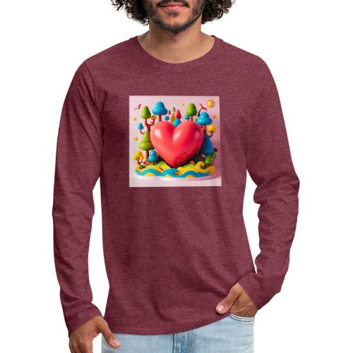 Big red heart, surrounded by landscape, nature - Men's Premium Long Sleeve T-Shirt