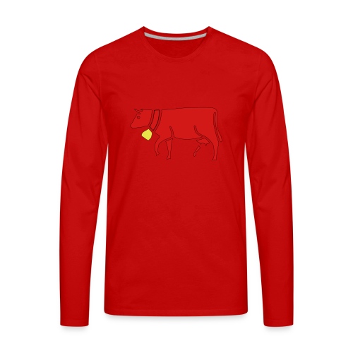 red cow with cowbell - Men's Premium Long Sleeve T-Shirt