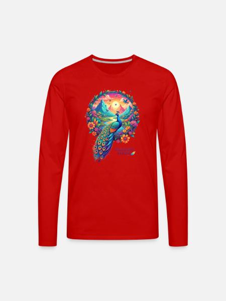 Paradise Flight Peacock - Men's Premium Long Sleeve T-Shirt - red