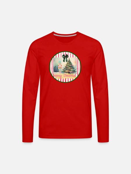 Nutcracker and Christmas Tree - Men's Premium Long Sleeve T-Shirt - red