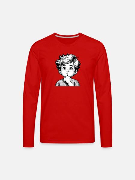 wondered, thoughtful boy - Men's Premium Long Sleeve T-Shirt - red