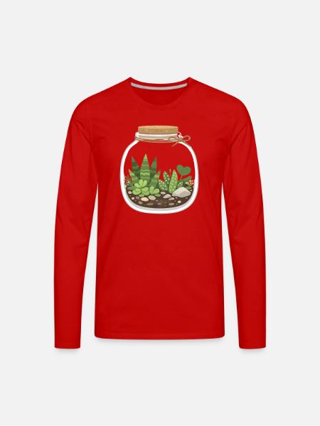 Glass Terrarium Garden Scene - Men's Premium Long Sleeve T-Shirt - red