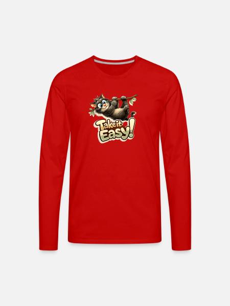 Take It Easy Sloth Graphic - Men's Premium Long Sleeve T-Shirt - red