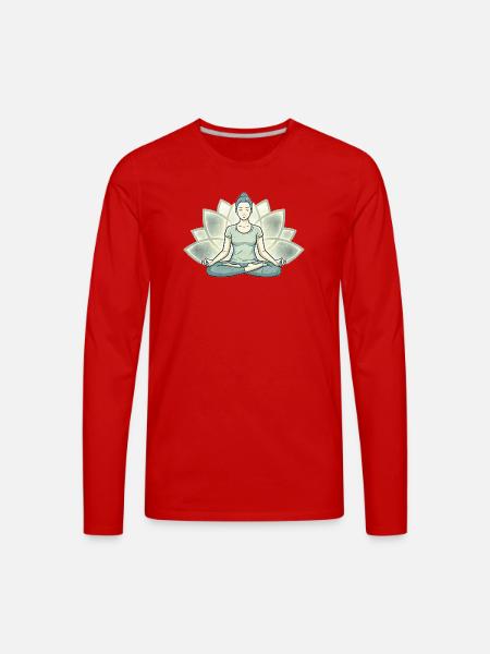 Lotus Calm Meditation Silhouette - Men's Premium Long Sleeve T-Shirt - red