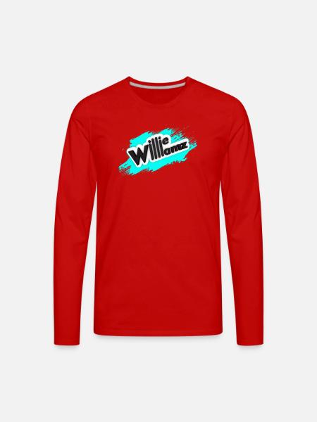 Willieamz Neon Splash Logo Tee - Men's Premium Long Sleeve T-Shirt - red