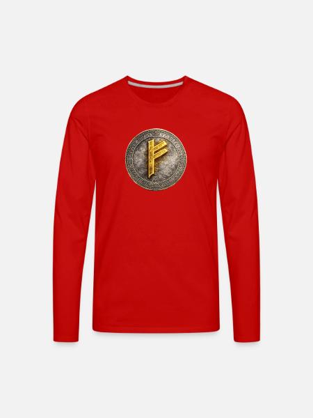 Rune Coin of Dawn - Men's Premium Long Sleeve T-Shirt - red