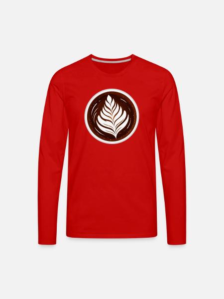 Latte Art Leaf Cappuccino Design - Men's Premium Long Sleeve T-Shirt - red