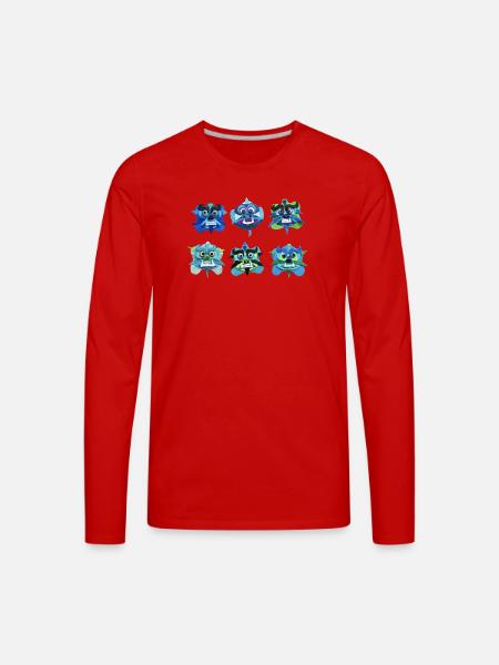 Fu Dog Faces - Men's Premium Long Sleeve T-Shirt - red
