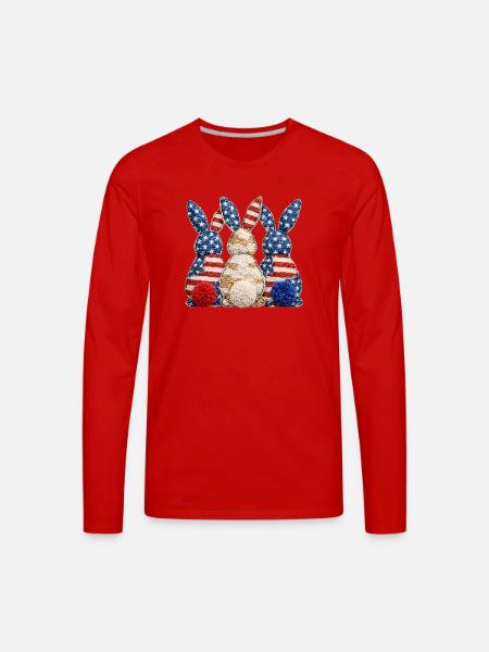 Patriotic Bunny Trio - Men's Premium Long Sleeve T-Shirt - red