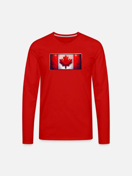Pixel Maple Flag - Men's Premium Long Sleeve T-Shirt - red