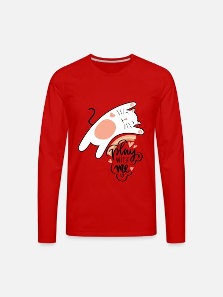 funny cat - Men's Premium Long Sleeve T-Shirt - red