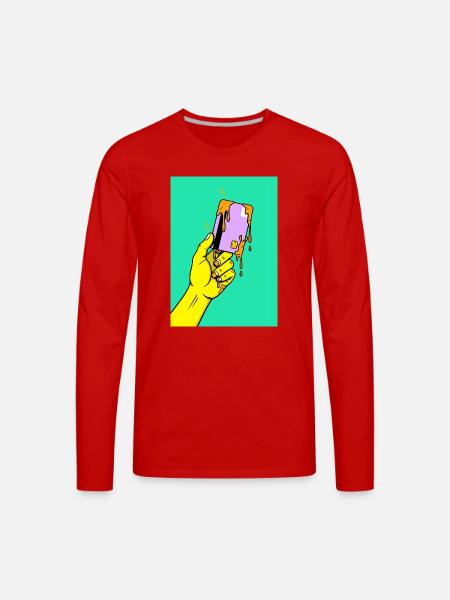 Melting Tech Pop Art Hand - Men's Premium Long Sleeve T-Shirt - red