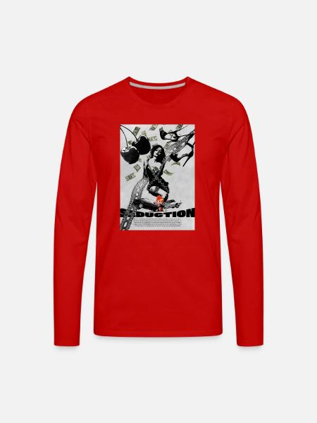 Pinup Noir Lace Seduction - Men's Premium Long Sleeve T-Shirt - red