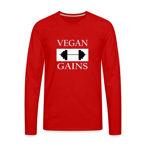 Vegan Gains white font - Men's Premium Long Sleeve T-Shirt