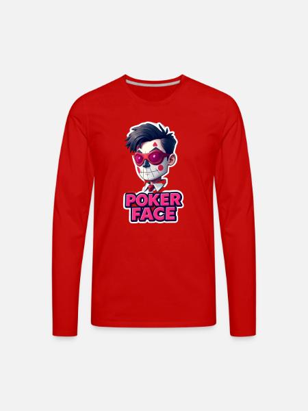 Poker Face - Men's Premium Long Sleeve T-Shirt - red