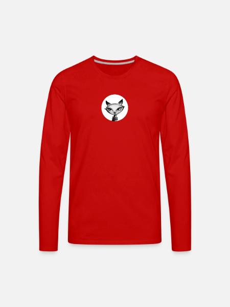 Whimsical Cat Bead Portrait - Men's Premium Long Sleeve T-Shirt - red