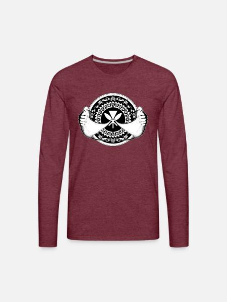 Kanaka Maoli Manta Ray - Men's Premium Long Sleeve T-Shirt - heather burgundy