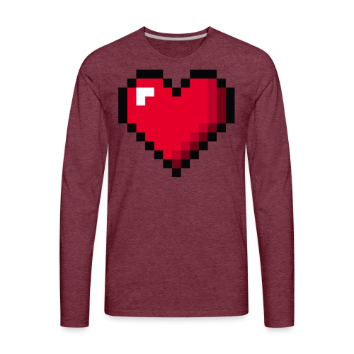 Pixel 8 bit Happy Valentine s Day Heart for Gamers - Men's Premium Long Sleeve T-Shirt