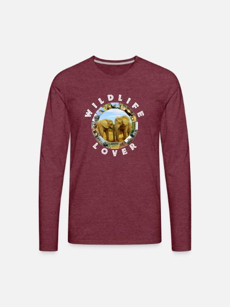 Wildlife Lover Blue Sky Elephants - Men's Premium Long Sleeve T-Shirt - heather burgundy