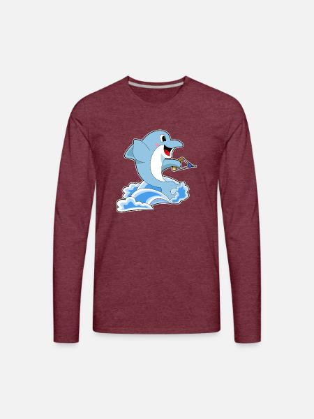Dolphin Water Ski - Men's Premium Long Sleeve T-Shirt - heather burgundy