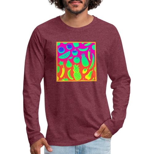 Vibrant Neon Fruits Pattern - Men's Premium Long Sleeve T-Shirt