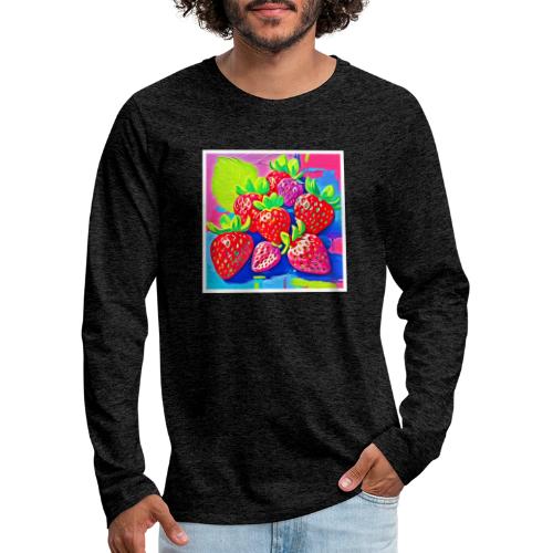 Pop Art Strawberries - Men's Premium Long Sleeve T-Shirt