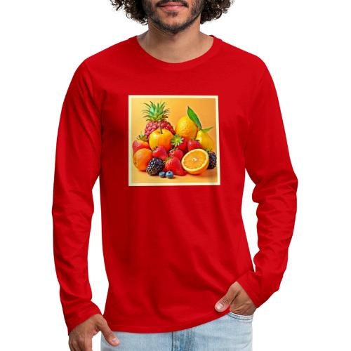 Fresh Bounty: Vibrant Fruit Harvest Art - Men's Premium Long Sleeve T-Shirt
