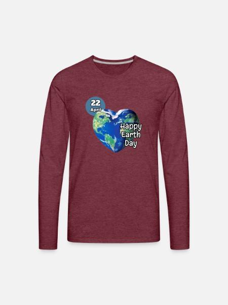 Happy Earth Day - Men's Premium Long Sleeve T-Shirt - heather burgundy