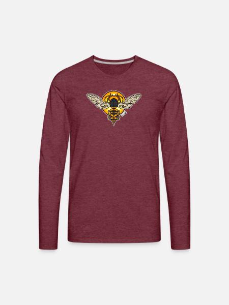 Sunlit Hornet Emblem - Men's Premium Long Sleeve T-Shirt - heather burgundy