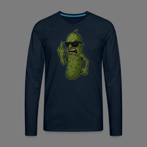 Angry Pickle Flipping the Bird - Men's Premium Long Sleeve T-Shirt