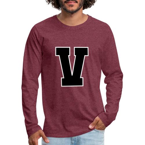 Varsity Letter V Athletic Alphabet Graphic - Men's Premium Long Sleeve T-Shirt