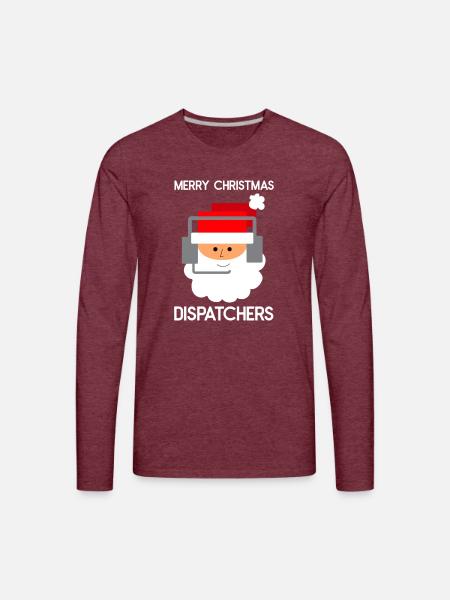 Merry Christmas 911 Dispatcher - Men's Premium Long Sleeve T-Shirt - heather burgundy