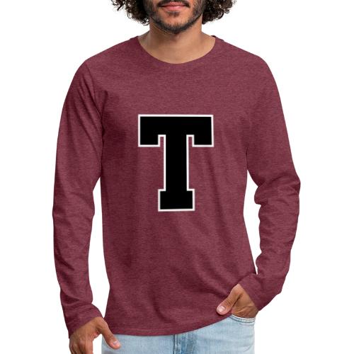 Varsity Letter T Athletic Font Design - Men's Premium Long Sleeve T-Shirt