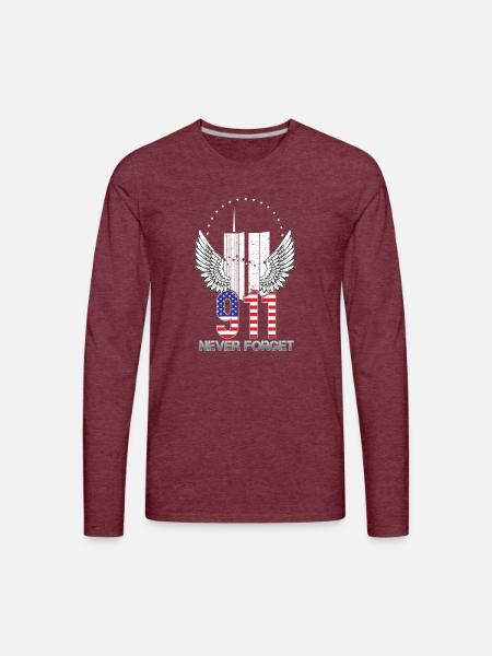 911 Never forget wings - Men's Premium Long Sleeve T-Shirt - heather burgundy