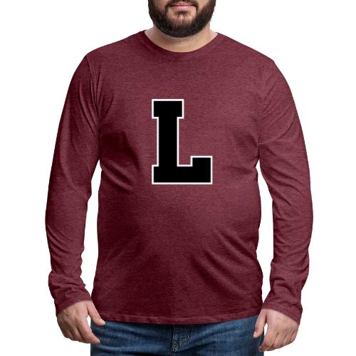 Varsity Letter L Athletic Monogram - Men's Premium Long Sleeve T-Shirt