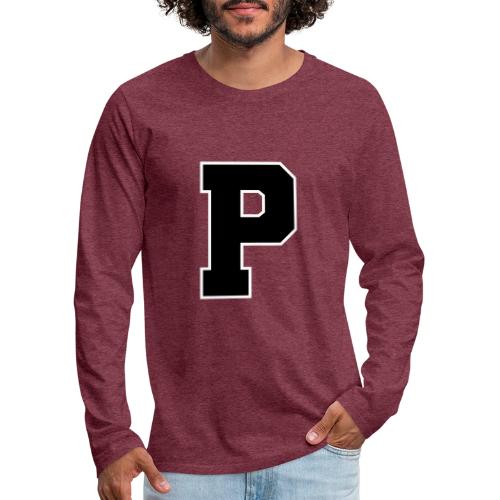 Varsity Letter P Athletic Alphabet Design - Men's Premium Long Sleeve T-Shirt