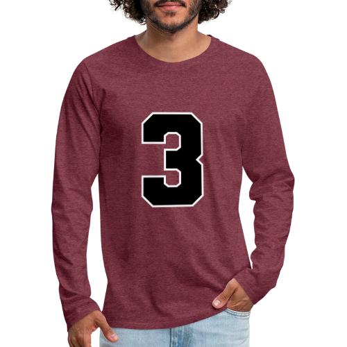 Varsity Number 3 Athletic Font - Men's Premium Long Sleeve T-Shirt