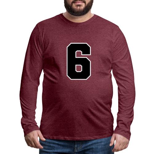 Varsity Number 6 Sports Font - Men's Premium Long Sleeve T-Shirt