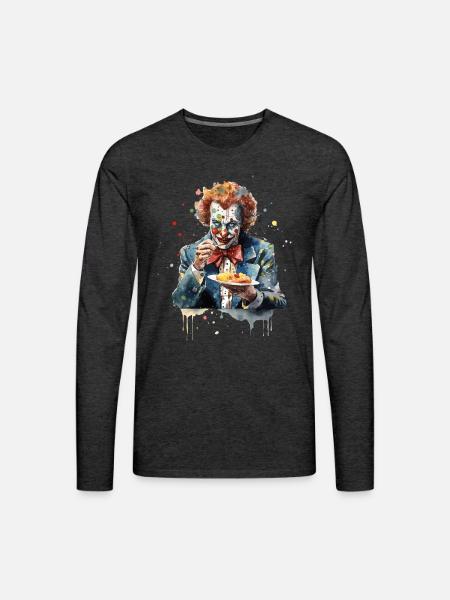 Scary Clown Logo Art - Men's Premium Long Sleeve T-Shirt - charcoal grey