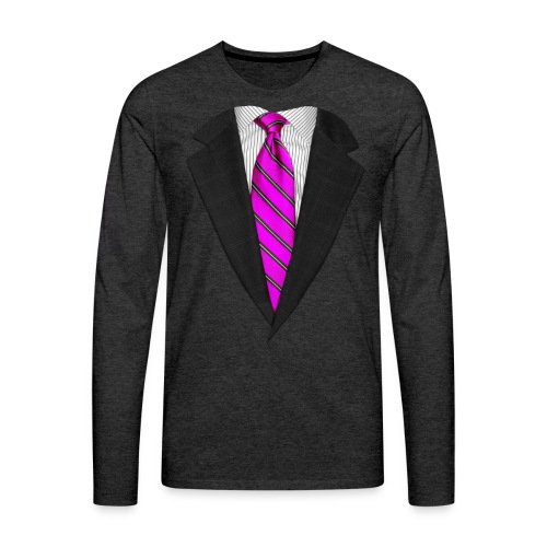 Pink Suit Up! Realistic Suit & Tie Casual Graphic - Men's Premium Long Sleeve T-Shirt