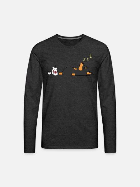 Miniature Pinscher Sake Drunk - Men's Premium Long Sleeve T-Shirt - charcoal grey