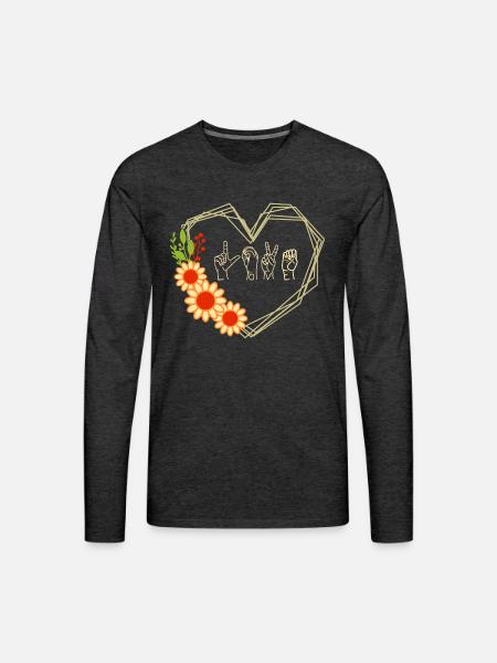 Finger Code Love - Men's Premium Long Sleeve T-Shirt - charcoal grey