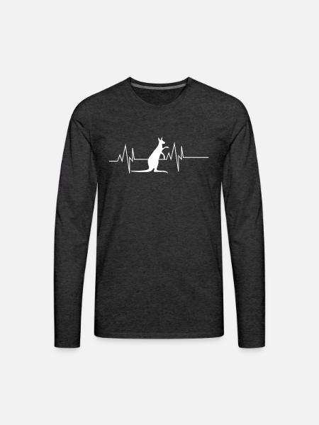 Kangaroo Heartbeat - Men's Premium Long Sleeve T-Shirt - charcoal grey